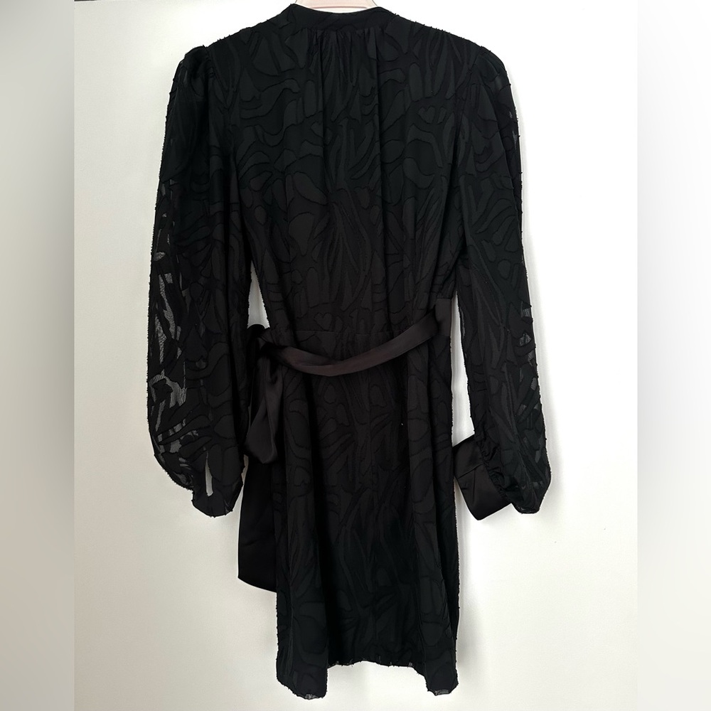 Jonathan Simkhai Night Night Fil Coupe Wrap Mini Dress in Black - Picture 8 of 8